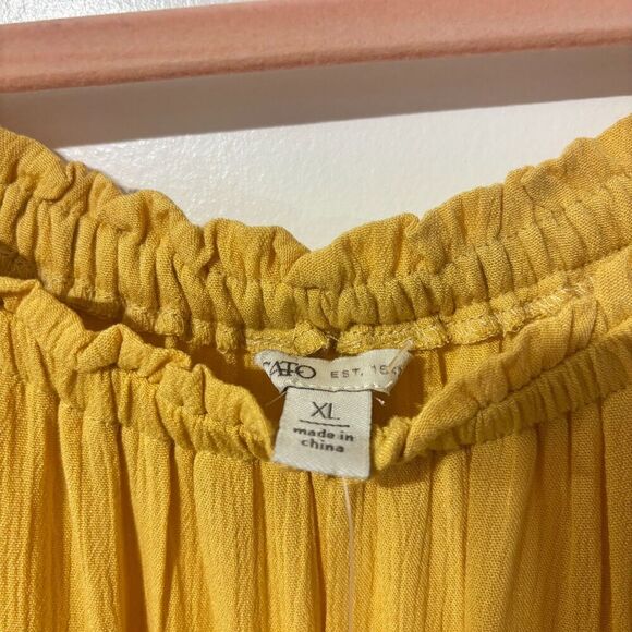 NEW Cato Off The Shoulder Blouse Top Yellow XL Trim Embroidered Boho Crochet - Picture 6 of 8